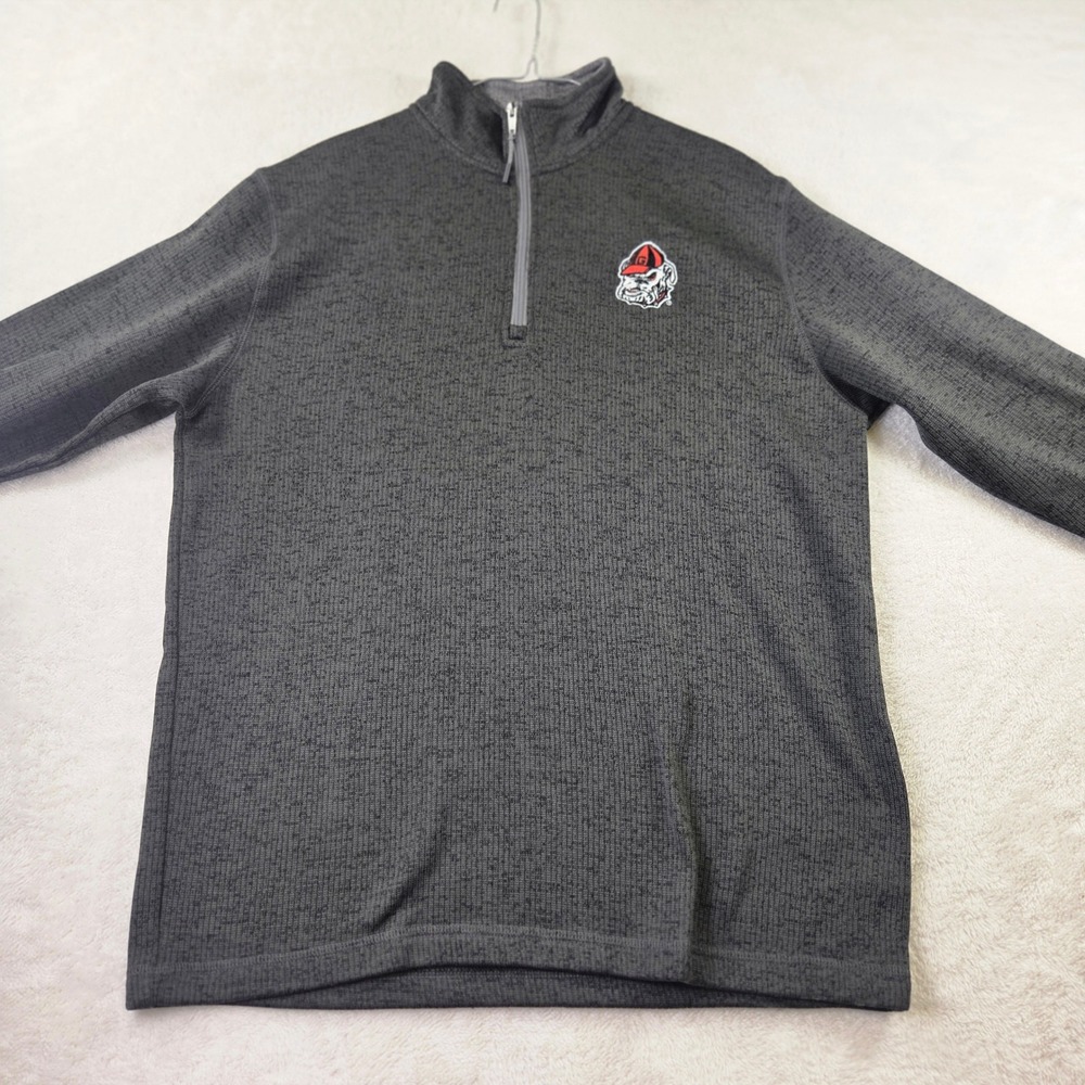 Hanes Georgia Bulldogs Mens Large 1/4 Zip Pullover Gray Fleece UGA Mascot Logo